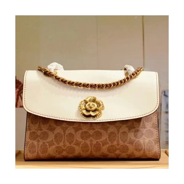 Coach Leather Chain Shoulder Bag,26cm - 코치 레더 체인 숄… - 1