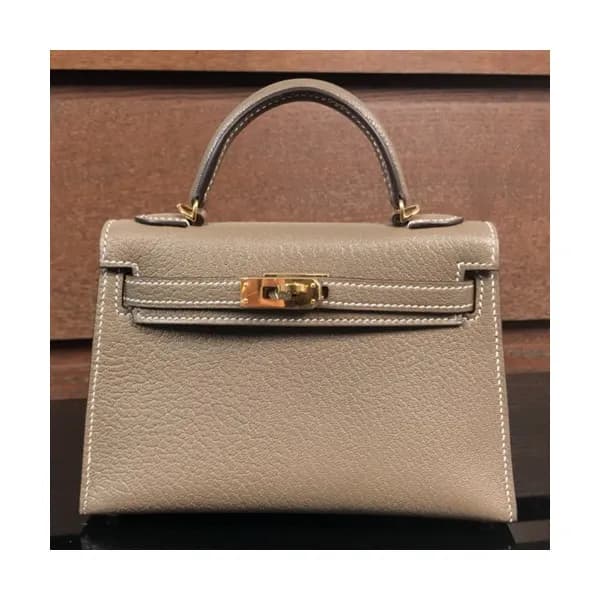 Hermes Mini Kelly 2 Goat Skin Tote Shoulder Bag , … - 1
