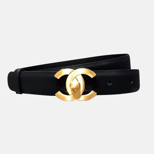 Chanel 2019 Ladies Classic CC Buckle Leather Belt … - 1