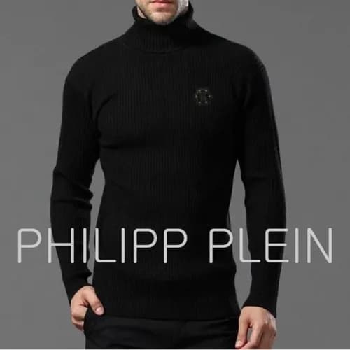 Philipp Plein 2019 Mens plate corrugated turtlenec… - 1