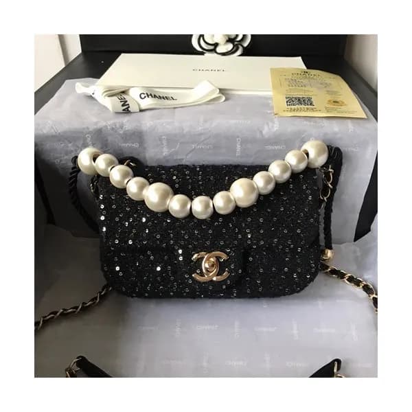 Chanel 2019 Wool Chain Shoulder Cross Bag ,19CM -… - 1