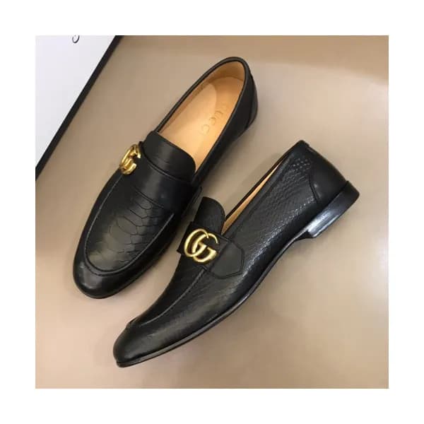 Gucci 2019 Mens Business GG Logo Leather Loafer- 구… - 1