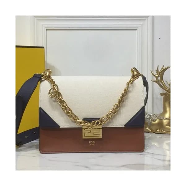 Fendi 2019 Kan U Leather & Canvas Shoudler Cross B… - 1