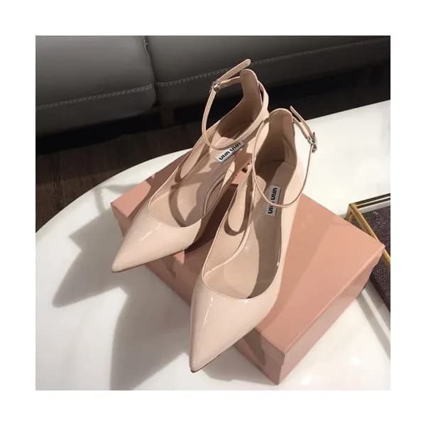 Miumiu 2019 Ladies Leather Middle-heel Slingback- … - 1