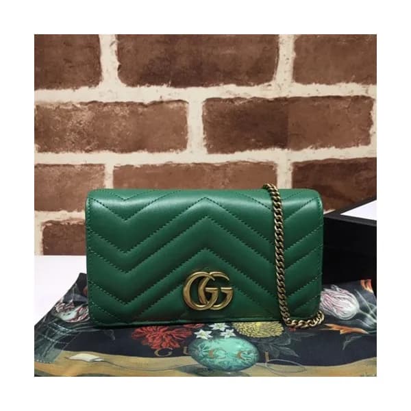 Gucci 2019 Marmont Mini Leather Chain Shoulder Cro… - 1