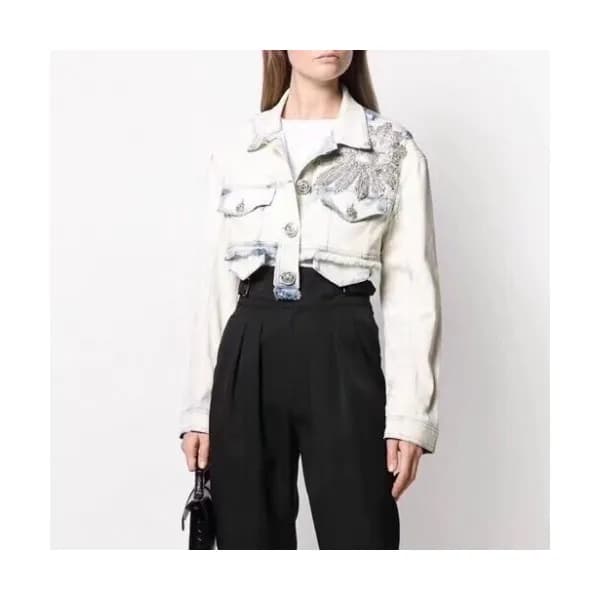 [발망]Balmain 2020 Womens Casual Flower Denim Jacket… - 1
