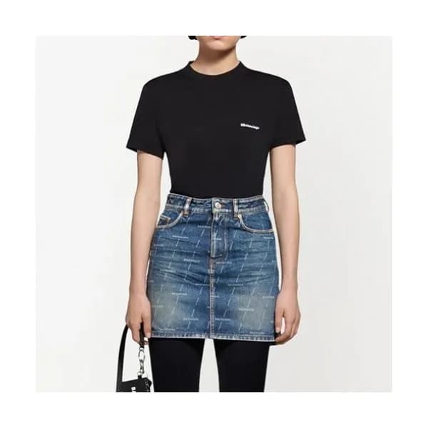 Balenciaga Womens Logo Cotton Skirts Blue - 발렌시아가…