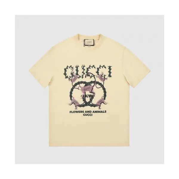 Gucci Mm/Wm Logo Short Sleeved Tshirts Ivory - 구찌… - 1