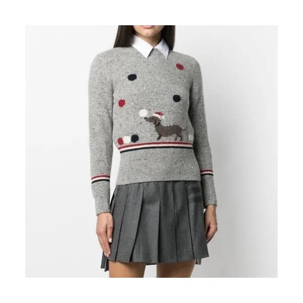 Thom Browne Womens Strap Crew-neck Wool Sweaters … - 1