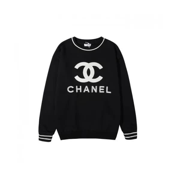 Chanel Mm/Wm Crew-neck Logo Cotton Tshirts Black … - 1