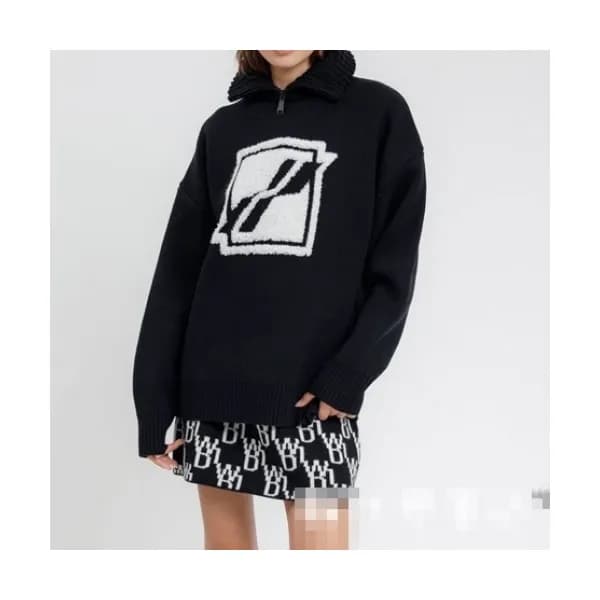 WELLDONE Mm/Wm Retro Logo Crew-neck Sweaters Blac… - 1