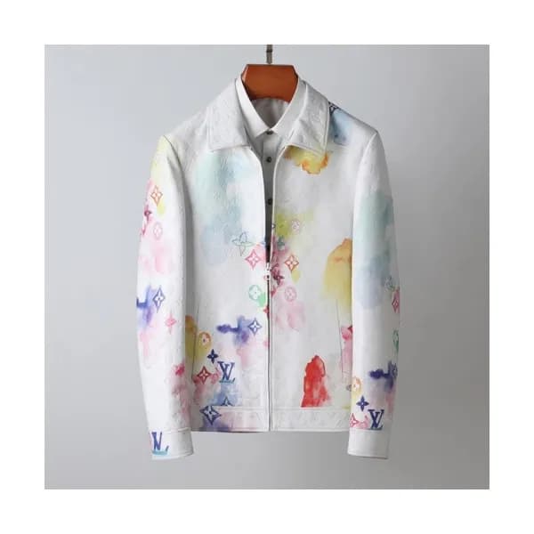 Louis vuitton Mens Logo Leather Jackets White - 루… - 1