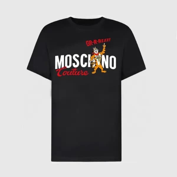 모스키노 남/녀 크루넥 블랙 반팔티 - Unisex Black Tshirts - mos02… - 1