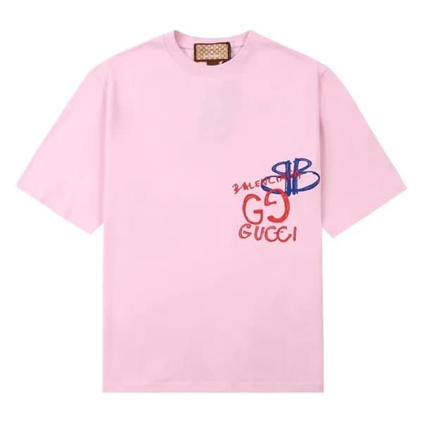 구찌 남성 크루넥 핑크 반팔티 - Mens Pink Tshirts - guc04746x - 1