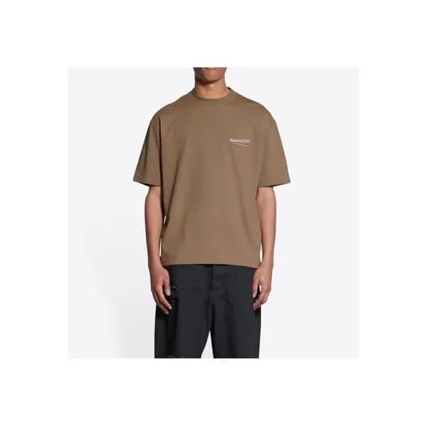 발렌시아가 남성 카멜 크루넥 반팔티 - Mens Camel Tshirts - bal0155… - 1