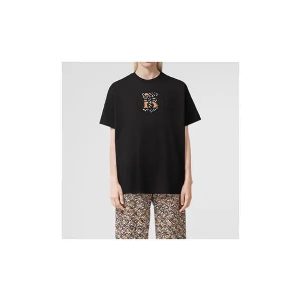 버버리 남/녀 블랙 크루넥 반팔티 - Unisex Black Tshirts - Bur043… - 1