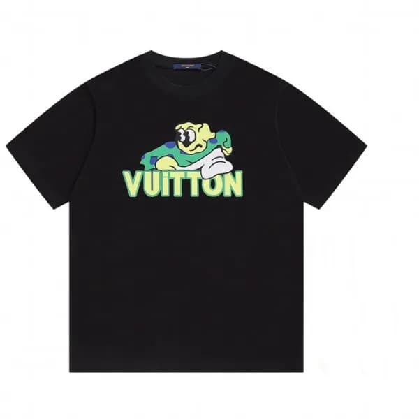 루이비통 남성 블랙 크루넥 반팔티 - Mens Black Tshirts - lou05106… - 1