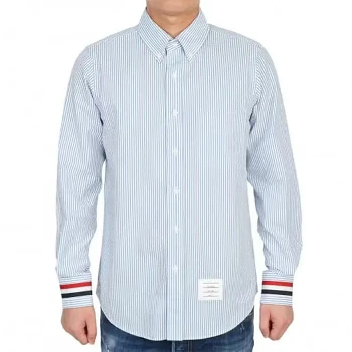 톰브라운 남성 블루 셔츠 - Thom Browne Mens Blue Tshirts - to… - 1