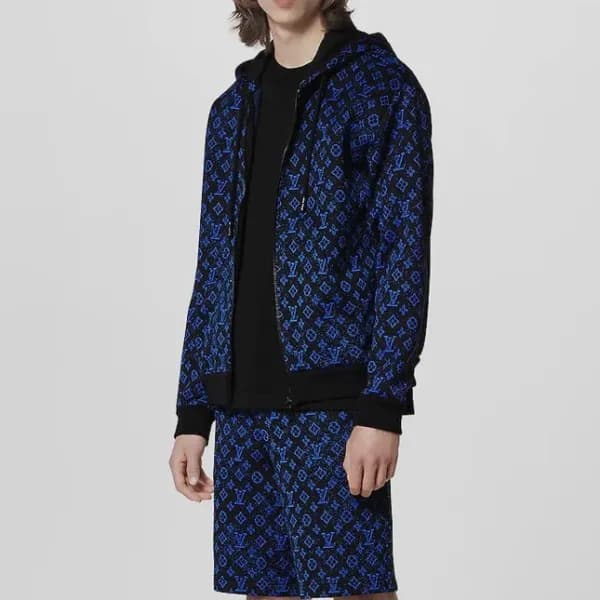 루이비통 남자 베이직 블루 후드티 - Louis vuitton Mens Blue Hoodi… - 1
