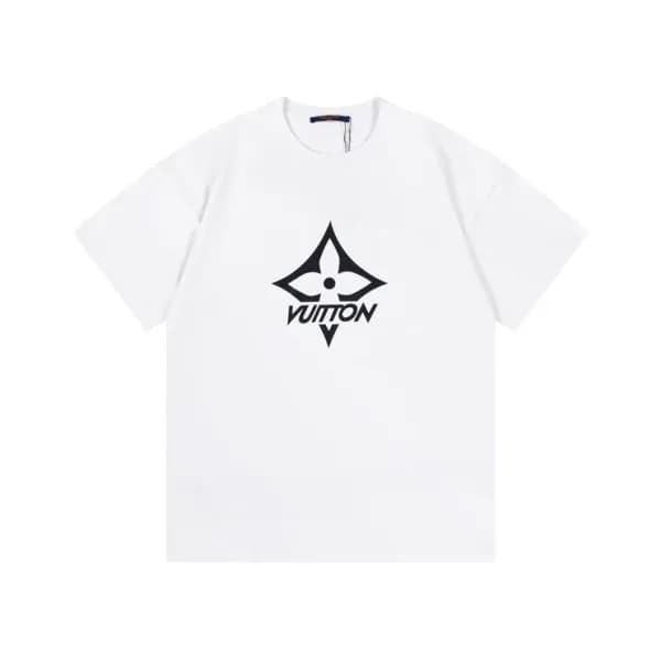루이비통 남성 화이트 크루넥 반팔티 - Louis vuitton Mens White Sho… - 1