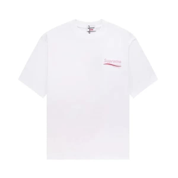 발렌시아가 남성 크루넥 화이트 반팔티 - Balenciaga Mens White Short… - 1