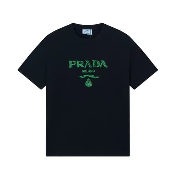 프라다 남/녀 블랙 크루넥 반팔티 - Prada Unisex Black Short slee… - 1