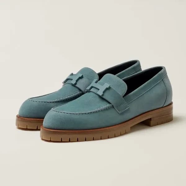 에르메스 여성 시그니처 블루 로퍼 - Hermes Womens Blue Loafer - h… - 1