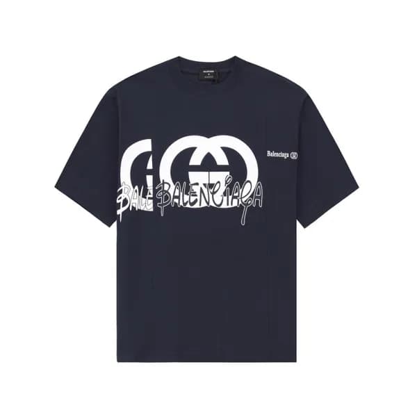 구찌 남/녀 네이비 크루넥 반팔티 - Gucci Unisex Navy Short sleev… - 1