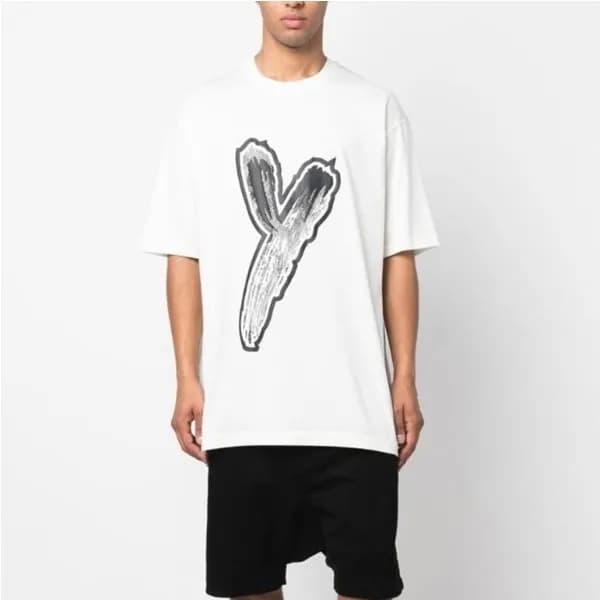 요지야마모토 남성 화이트 크루넥 반팔티 - Y3 Mens White Tshirts - y3… - 1