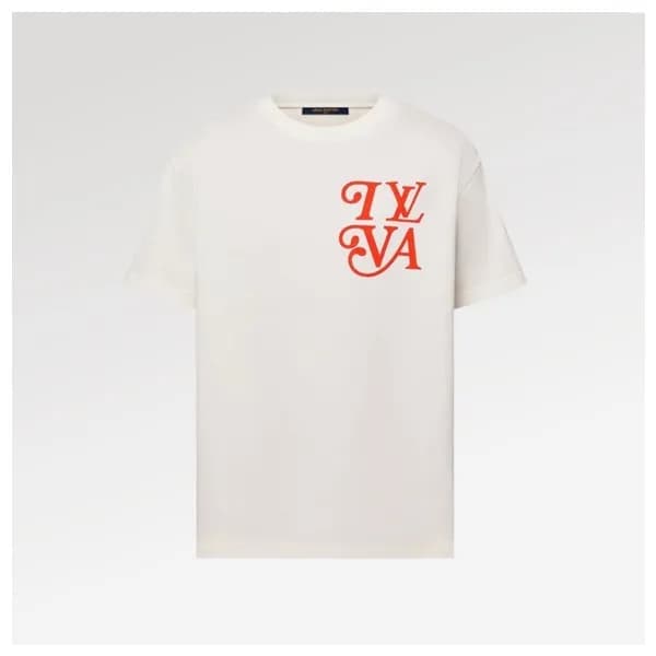 루이비통 남성 아이보리 크루넥 반팔티 - Louis vuitton Mens Ivory Sh… - 1