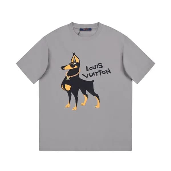 루이비통 남성 그레이 크루넥 반팔티 - Louis vuitton Mens Gray Shor… - 1