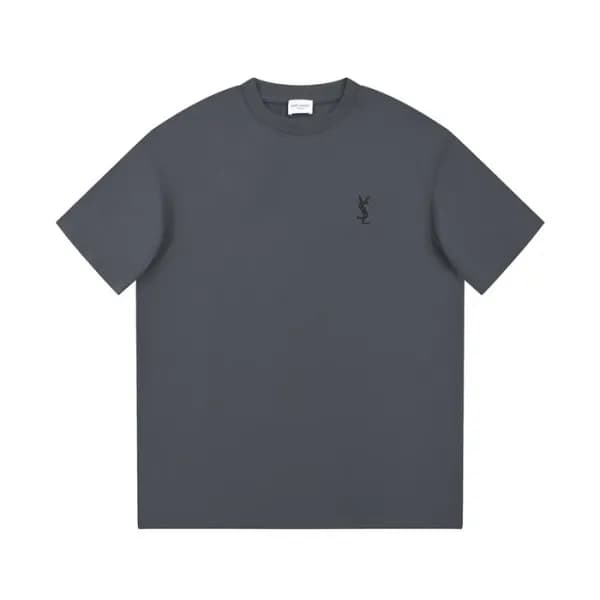 입생로랑 남성 그레이 크루넥 반팔티 - Saint laurent Mens Gray Shor… - 1