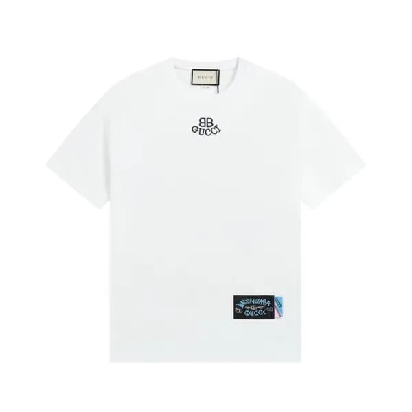 발렌시아가 남성 화이트 크루넥 반팔티 - Balenciaga Mens White Short… - 1