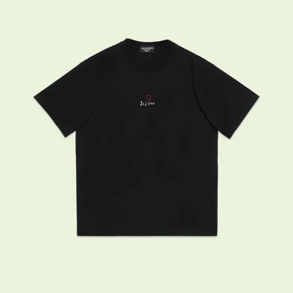 발렌시아가 남성 블랙 크루넥 반팔티 - Balenciaga Mens Black Short … - 1