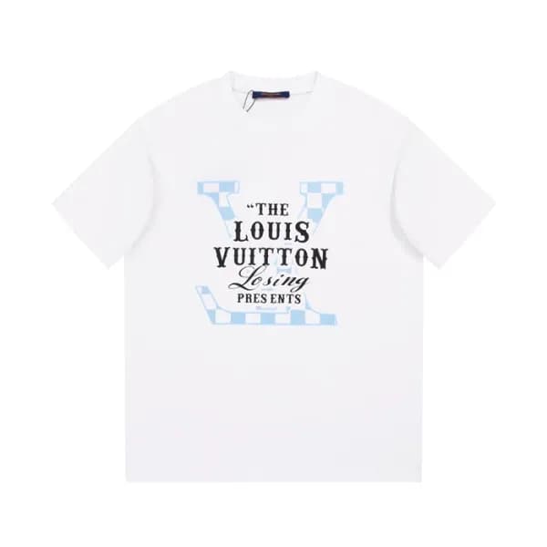 루이비통 남성 크루넥 화이트 반팔티 - Louis vuitton Mens White Sho… - 1