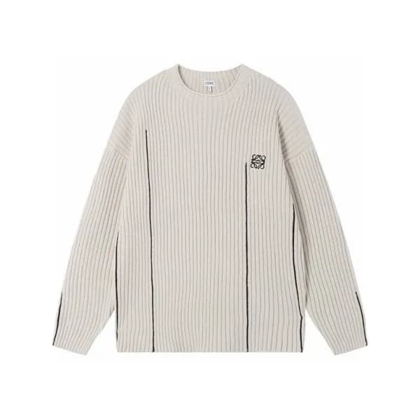 로에베 남성 연그레이 크루넥 스웨터 - Loewe Mens Light-gray Sweate… - 1