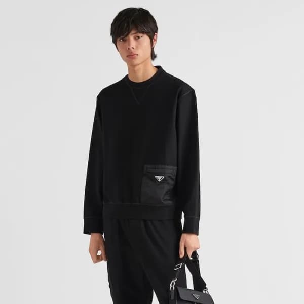 프라다 남성 크루넥 블랙 맨투맨 - Prada Mens Black Tshirts - pr8… - 1