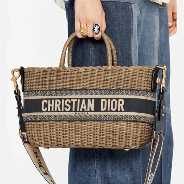 디올 여성 네이비 라탄 백 - Dior Womens Navy Bucket Bag - dib… - 1