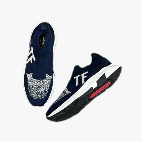 톰포드 남성 네이비 스니커즈 - Tom Ford Mens Navy Sneakers - to… - 1