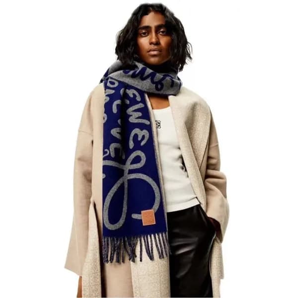 로에베 남/녀 양면 머플러 - Loewe Unisex Navy Muffler -acc265…