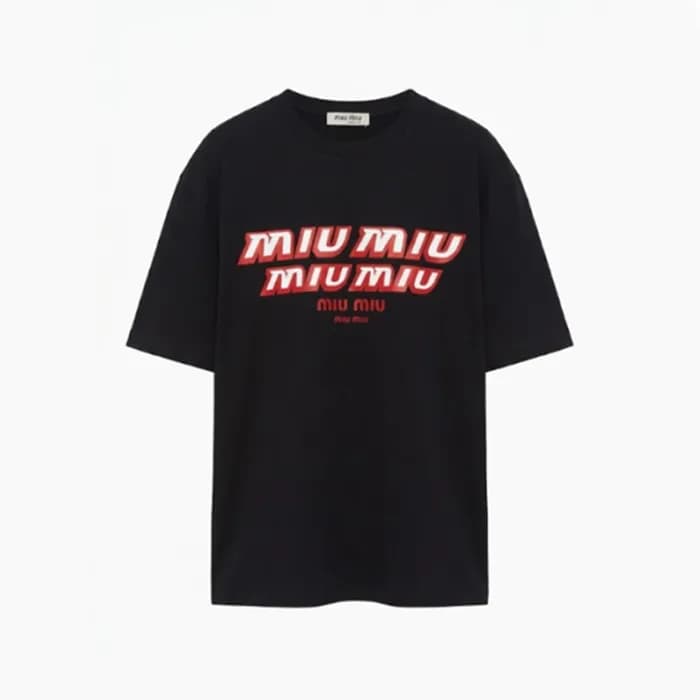 미우미우 남/녀 라운드 반팔 티셔츠 - Miumiu Unisex Round Tshirt -… - 1