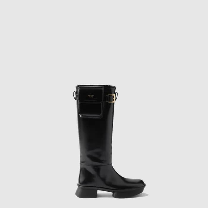 프라다 여성 파우치가 달린 가죽 부츠 - Prada Leather Boots With Po… - 1