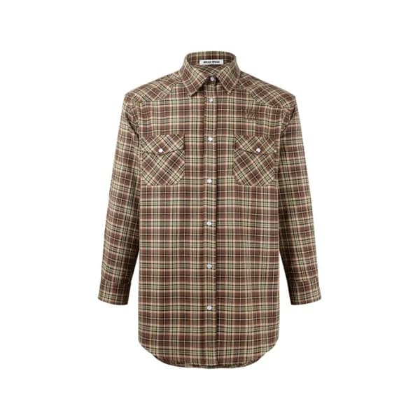 미우미우 남/녀 체크 셔츠 - Miumiu Unisex Flanner Shirts - mi… - 1
