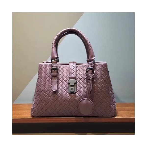 Bottega Veneta Leather Purple Roma Small Tote Shou… - 1