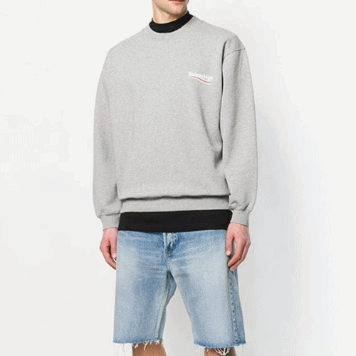 Balenciaga 2018 MM/WM Wave Logo Cotton Man-to-man… - 1