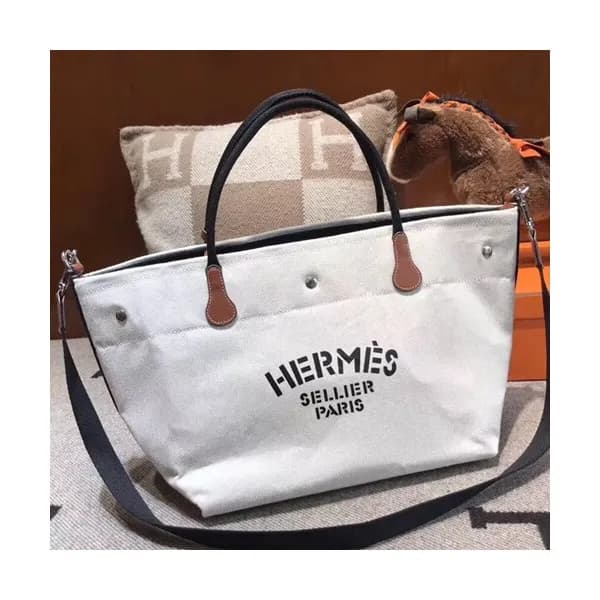 Hermes Canvas Tote Shoulder Shopper Bag - 에르메스 캔버… - 1