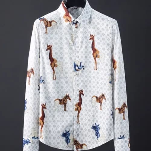Louisvuitton 2019 Mens Logo Slim Fit Cotton shirt … - 1