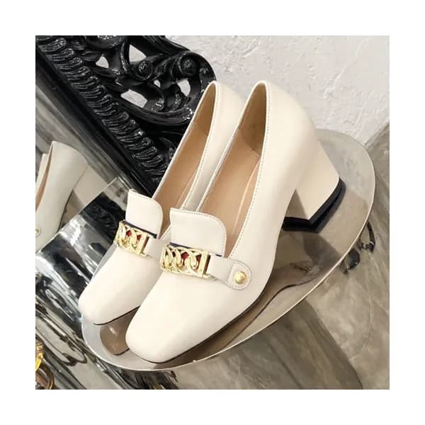 Gucci 2019 Ladies Middle-heel Leather Loafer - 구찌 … - 1