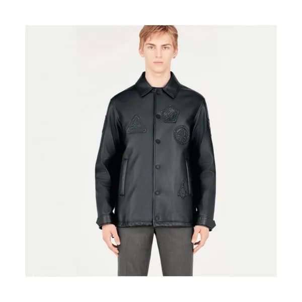 Louis vuitton 2019 Mens Logo Casual Leather Jacket… - 1