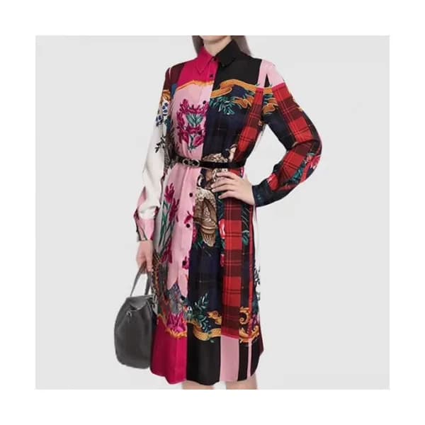 Ferragamo 2020 Womens Trendy Flower Silk Long Tshi… - 1